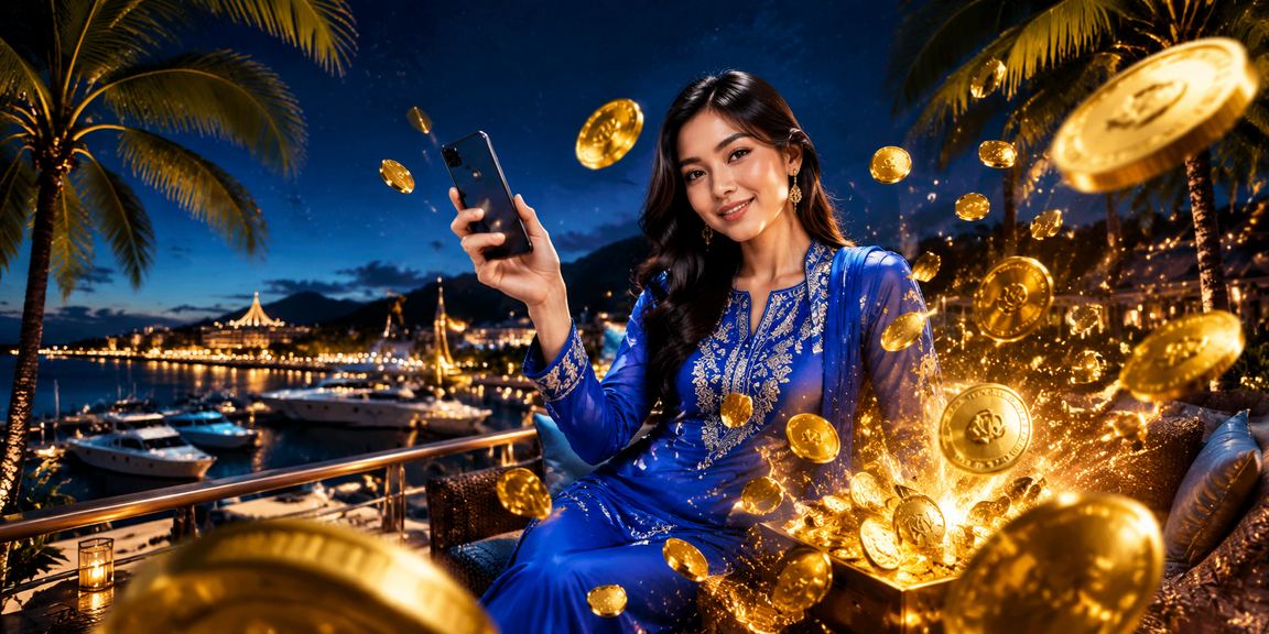 Pemain wanita Malaysia dalam baju kurung bermain kasino mudah alih di Langkawi